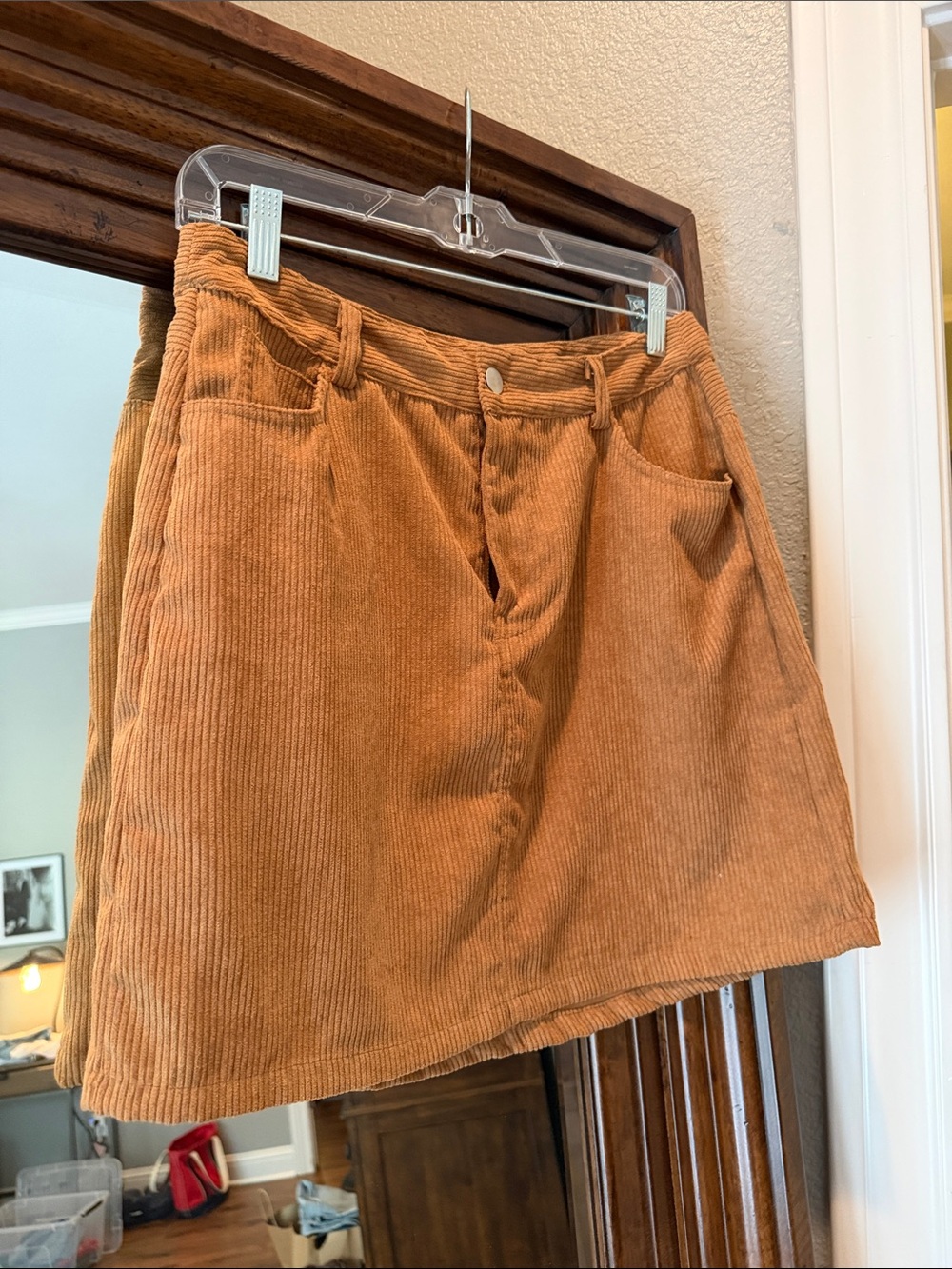 Corduroy Mini Skirt in Burnt Orange